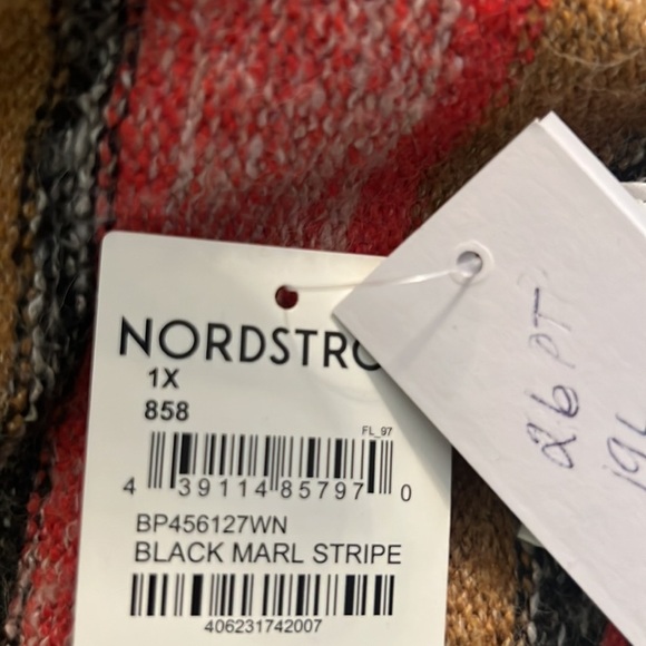 BP Black Marl Stripe Slouched Cropped Front Button Cardigan Size 1X NWT - Picture 10 of 11